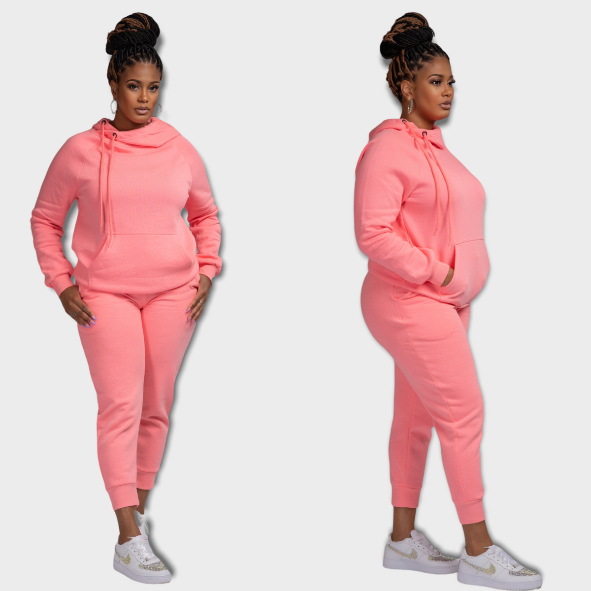 Final Sale Plus Size Jogger Set in Pink with Animal Print